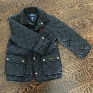 Quilted jacket with corduroy trim in navy